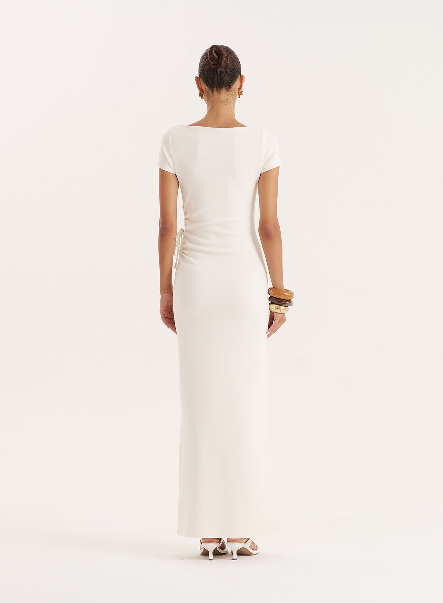 Off White Jersey Cut Maxi Dress